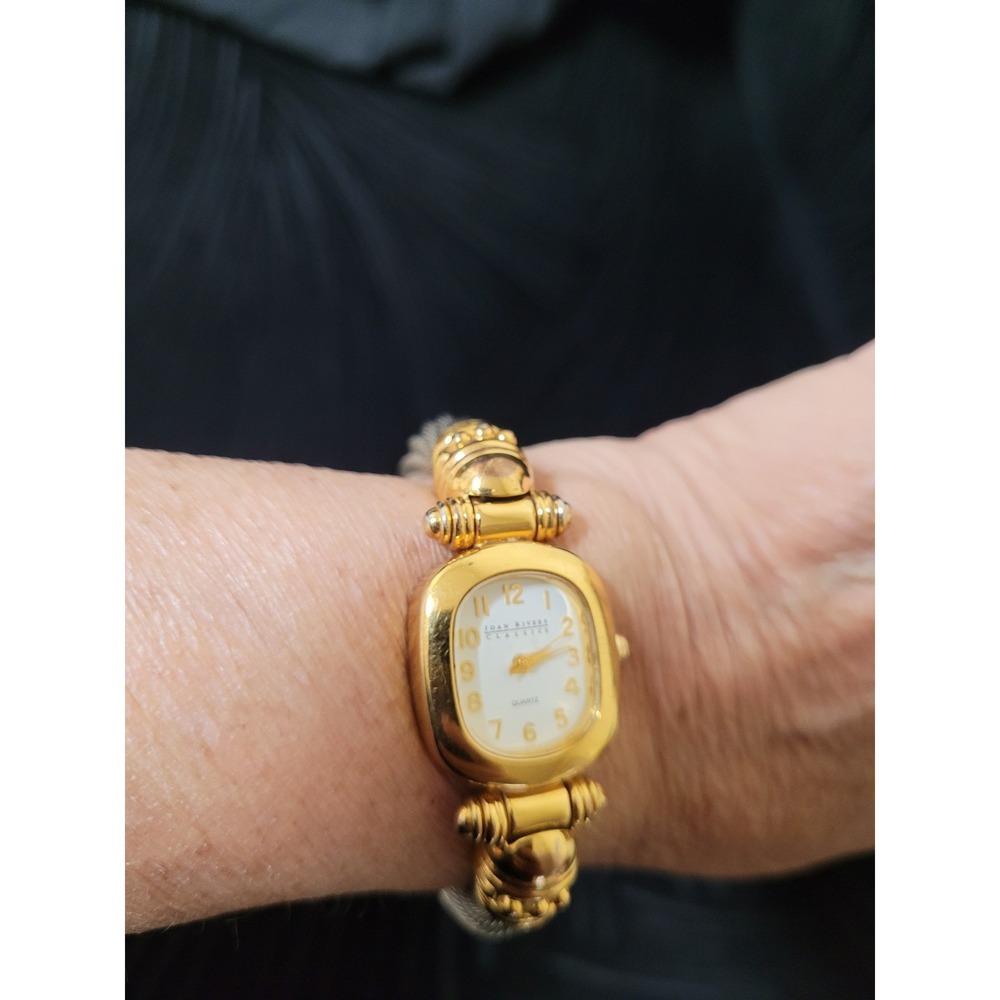 Joan Rivers Classics 2Tone Cable Cuff Vintage Bangle Watch Gold Silver Quartz - Picture 2 of 6
